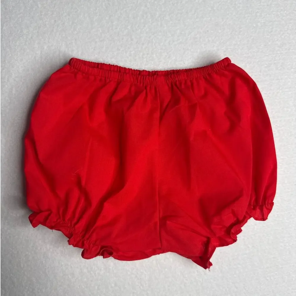 Vintage 1990s Cherry Embroidered Baby Outfit Bloomer Set 6–9M